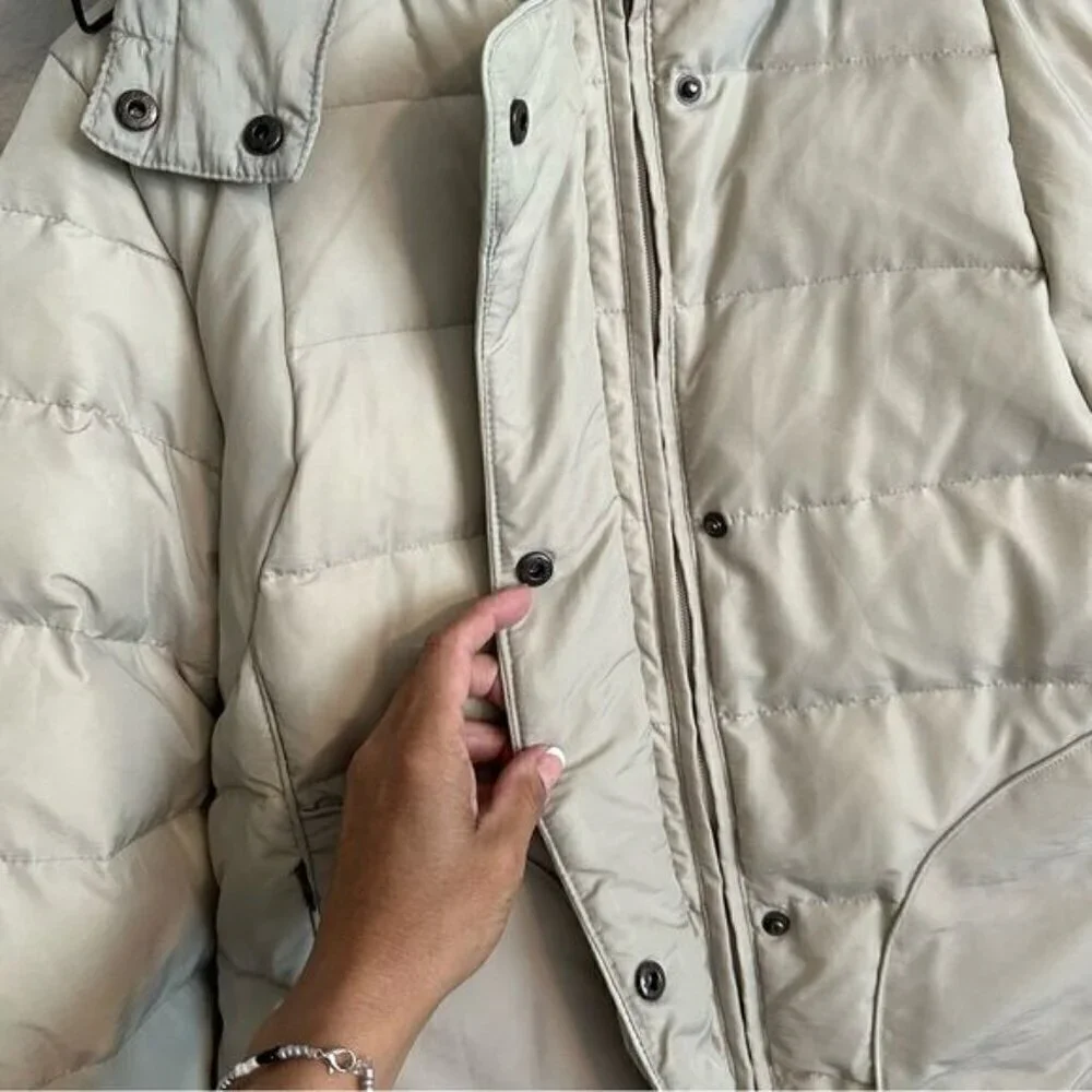 Calvin Klein faux fur tan hooded puffer jacket women's size large